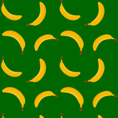 Banana pattern with green background 