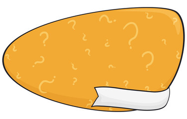Yellow sign with question marks and ribbon template, Vector illustration