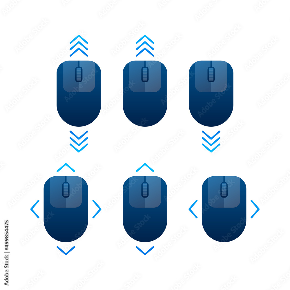 Poster scrolling mouse. landing page. computer mouse. vector stock illustration.