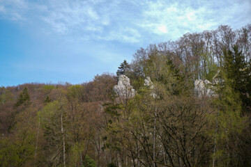 Danube breakthrough from Kelheim to Weltenburg monastery with rocks and the current of the Danube