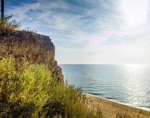 a sandstone cliffs on the sea beach