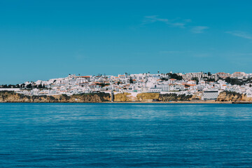 Ocean coast and Oura beach (Praia da Oura). Albufeira, Algarve, Portugal