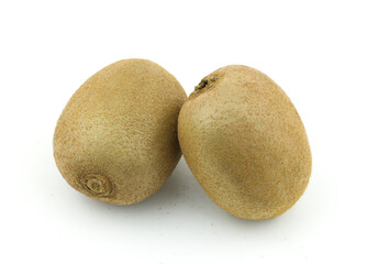 Close up two of whole kiwi fruit isolated on white background