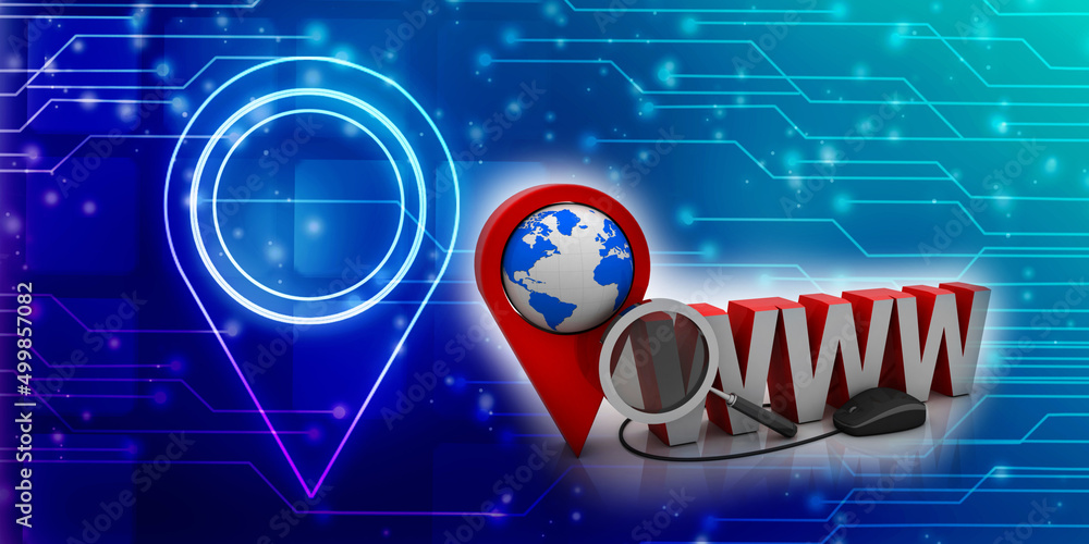 Poster 3d rendering world wide web