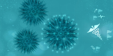 3d rendering Virus bacteria cells background
