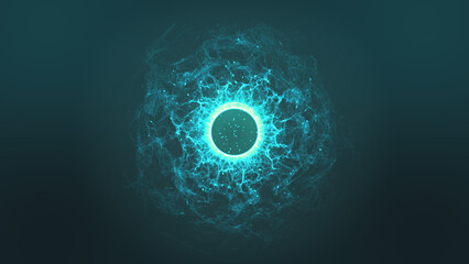 3d illustration of abstract blue circle with light effect.