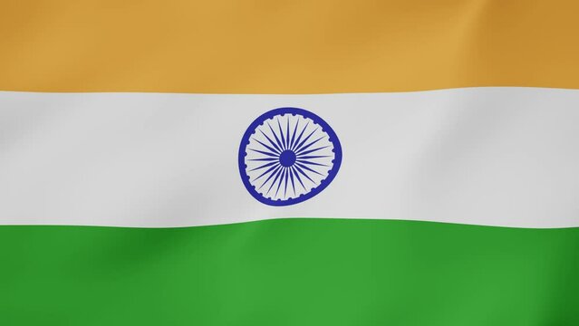 Bandera animada, India. 4K