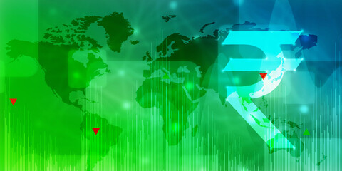 Rupee currency . 2D rendering illustration