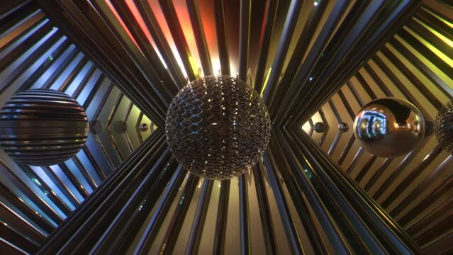 Animazione 3D con rotazione di quadri inclinati oro ed argento