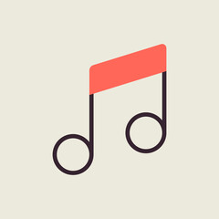 Music note flat isolated vector icon