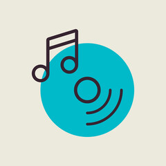 Disc and music note vector icon