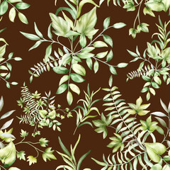 beautiful greenery leaves  seamless pattern design
