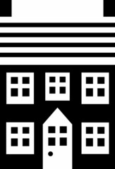 Urban house in black and white color palette. Vector Illustration monochrome old city house in european style.
