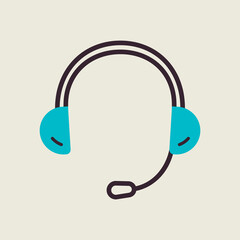 Headset. Headphones with microphone vector icon