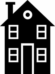 Urban house in black and white color palette. Vector Illustration monochrome old city house in european style.