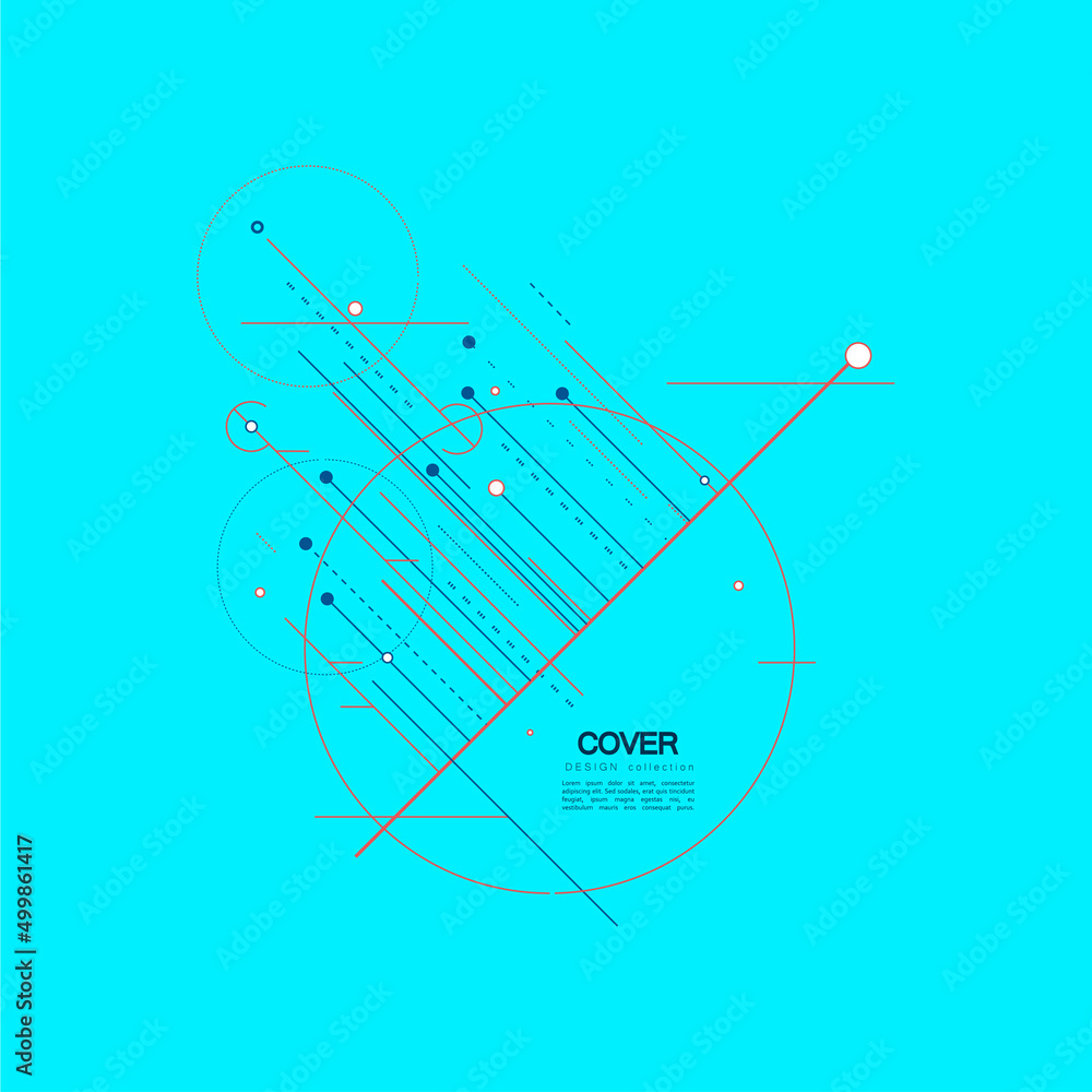 Poster geometric lines and circles abstract connection. vector communication structure for biology and data