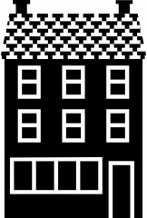 Urban house in black and white color palette. Vector Illustration monochrome old city house in european style.