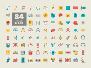 Music vector flat isolated icon set