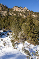 Fototapeta na wymiar Winter landscape of Rila Mountain near Malyovitsa peak, Bulgaria