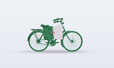Fototapeta premium 3d bycycle day Algeria flag rendering front view