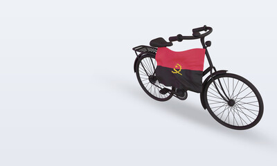 Fototapeta na wymiar 3d bycycle day Angola flag rendering right view