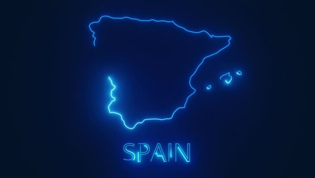 Spain glow map illustration. Rendering video and part of a series.
