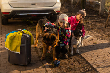 Ukrainian refugees escaping to Europe during russian war