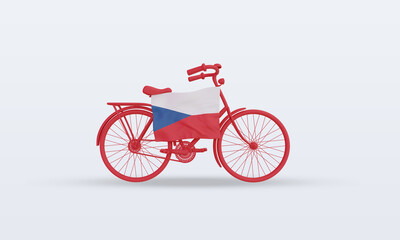 Fototapeta premium 3d bycycle day Czech Republic flag rendering front view