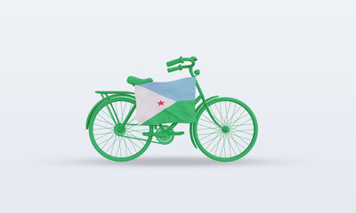 Fototapeta premium 3d bycycle day Djibouti flag rendering front view
