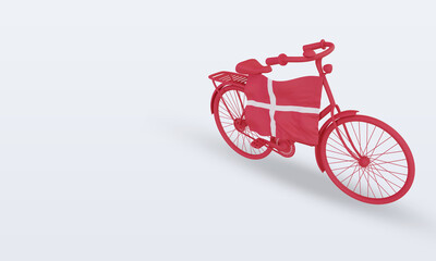 Fototapeta na wymiar 3d bycycle day Denmark flag rendering right view