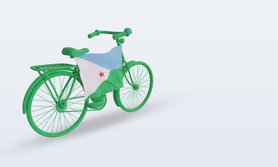 Fototapeta premium 3d bycycle day Djibouti flag rendering left view