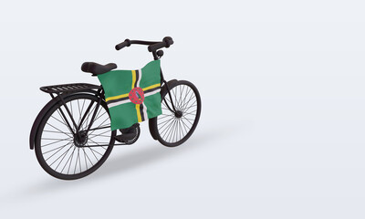 Fototapeta na wymiar 3d bycycle day Dominica flag rendering left view