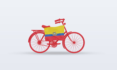 Fototapeta na wymiar 3d bycycle day Ecuador flag rendering front view