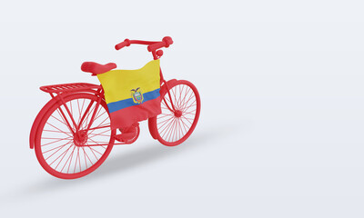Fototapeta na wymiar 3d bycycle day Ecuador flag rendering left view