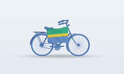 3d bycycle day Gabon flag rendering front view