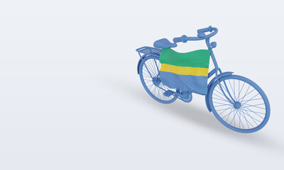3d bycycle day Gabon flag rendering right view