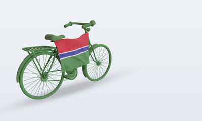 3d bycycle day Gambia flag rendering left view