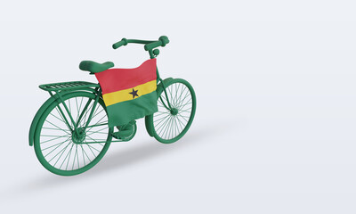 3d bycycle day Ghana flag rendering left view