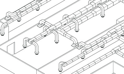 Fototapeta na wymiar illustration of air ducts BIM design 3d vector