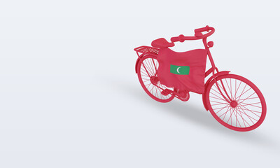 3d bycycle day Maldives flag rendering right view