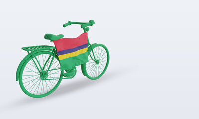 3d bycycle day Mauritius flag rendering left view