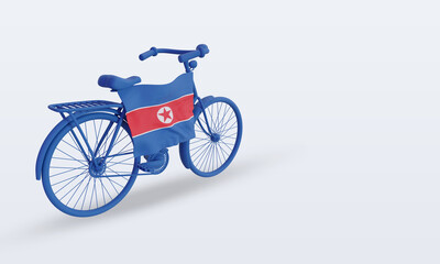 Fototapeta premium 3d bycycle day North Korea flag rendering left view