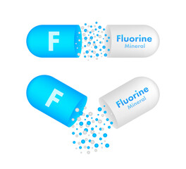 F, fluorine for healthcare design. Vitamin complex. Healthcare concept. Food concept. Organic food icon. Vector stock illustration.