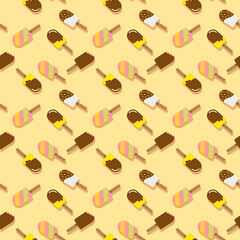 Chocolate popsicle ice cream shadows seamless pattern