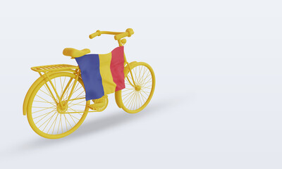3d bycycle day Romania flag rendering left view