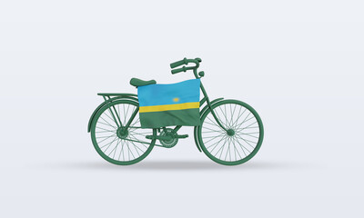 Fototapeta premium 3d bycycle day Rwanda flag rendering front view