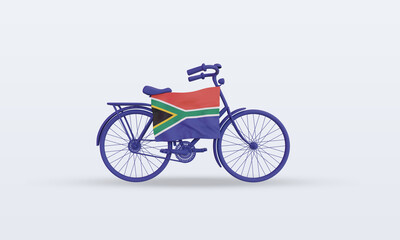 Fototapeta premium 3d bycycle day South Africa flag rendering front view