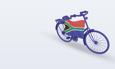 3d bycycle day South Africa flag rendering right view