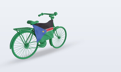 Fototapeta premium 3d bycycle day South Sudan flag rendering left view