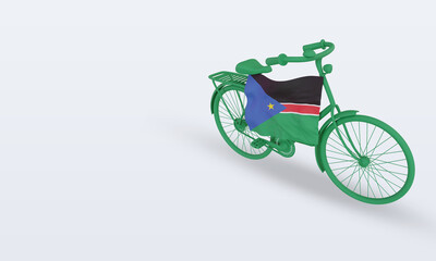 3d bycycle day South Sudan flag rendering right view